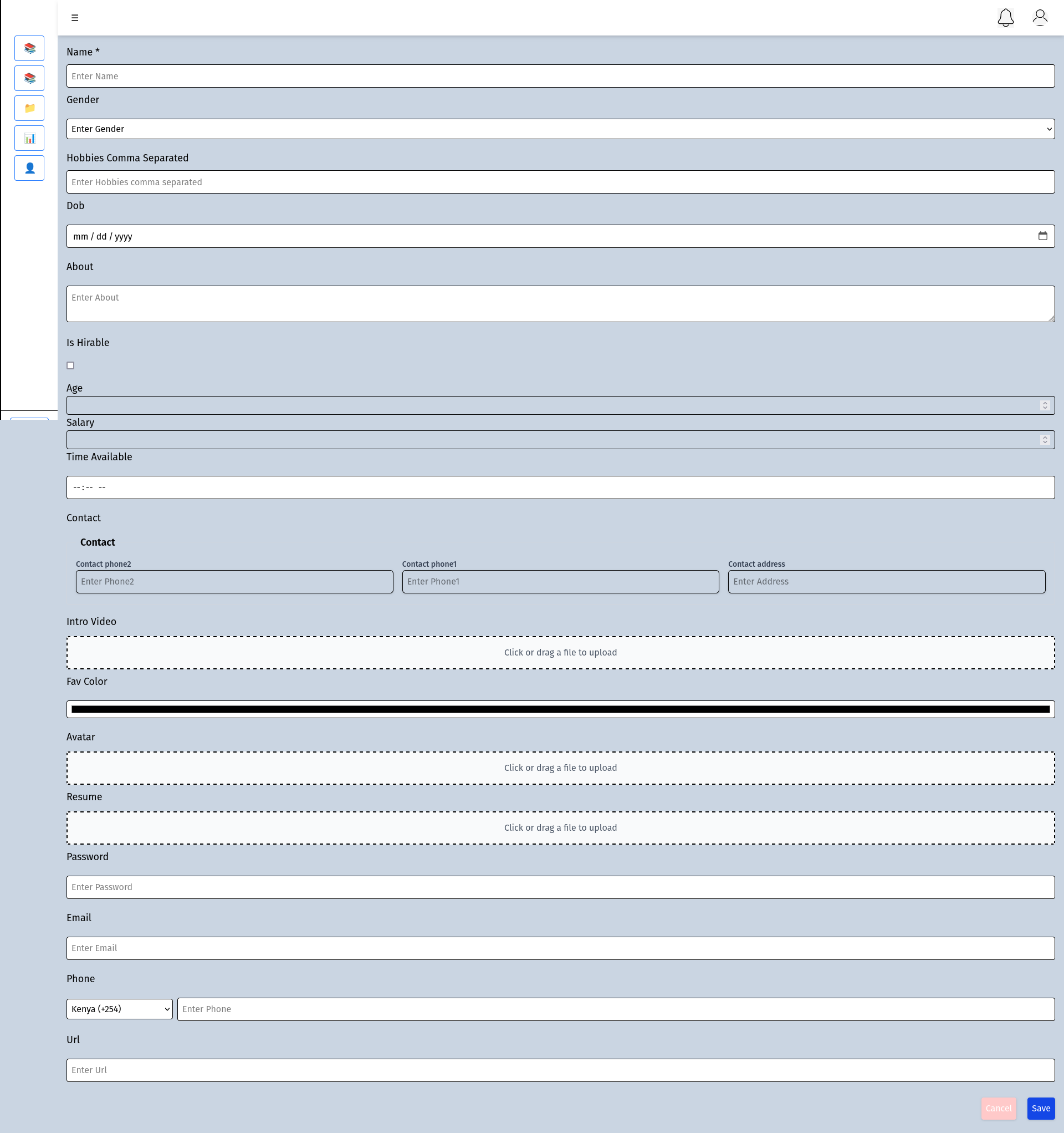 kraftadmin create form